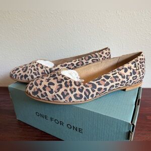 Tom’s Julie Desert Tan Leopard Print Suede Ballet Flats Size 7